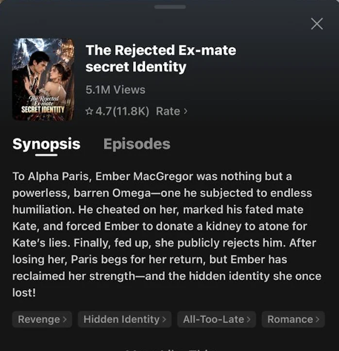 The Rejected Ex-Mate DramaBox synopsis and rating screenshot